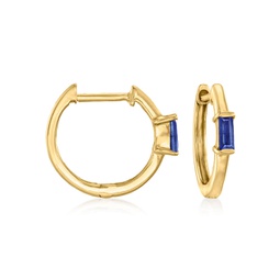 ross-simons sapphire huggie hoop earrings in 14kt yellow gold