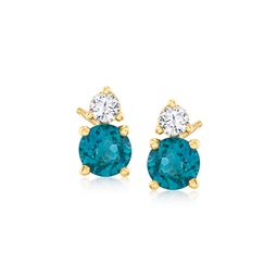 ross-simons london blue topaz and . diamond earrings in 14kt yellow gold