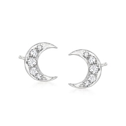 ross-simons diamond moon stud earrings in sterling silver