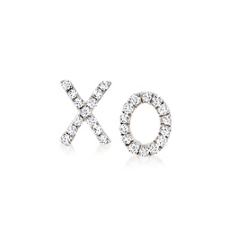 ross-simons diamond xo mismatched earrings in sterling silver