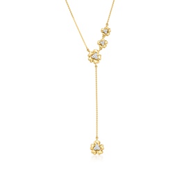 ross-simons diamond flower drop necklace in 14kt yellow gold