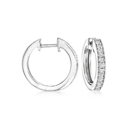 ross-simons diamond hoop earrings with beaded edge in sterling silver