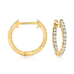 ross-simons diamond inside-outside huggie hoop earrings in 14kt yellow gold