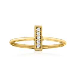 ross-simons diamond-accented bar ring in 14kt yellow gold