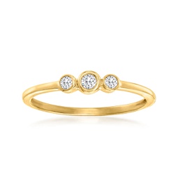 ross-simons bezel-set diamond trio ring in 14kt yellow gold