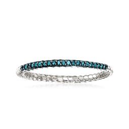 ross-simons blue diamond-accented twist ring in sterling silver