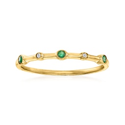 ross-simons emerald- and diamond-accented ring 14kt yellow gold