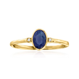 ross-simons sapphire and diamond-accented ring in 14kt yellow gold