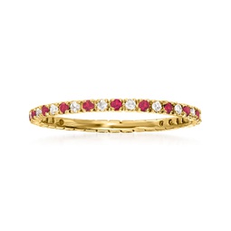 ross-simons ruby and . diamond eternity band ring in 14kt yellow gold