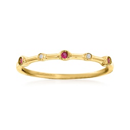 ross-simons ruby- and diamond-accented ring in 14kt yellow gold