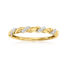 ross-simons diamond-accented twisted ring in 14kt yellow gold