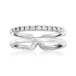 ross-simons diamond open-space double-band ring in sterling silver