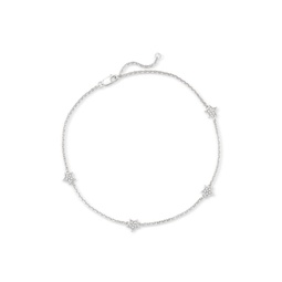 ross-simons pave diamond star station anklet in sterling silver