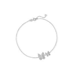 ross-simons diamond double butterfly anklet in sterling silver