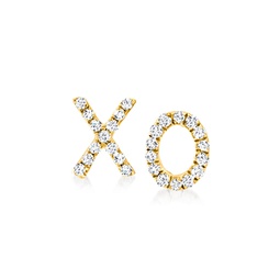 ross-simons diamond xo mismatch stud earrings in 14kt yellow gold