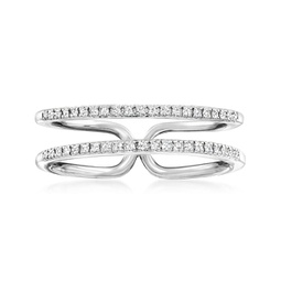 ross-simons diamond double-row open-space ring in sterling silver