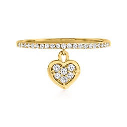 ross-simons diamond heart charm ring in 14kt yellow gold