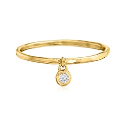 ross-simons 14kt yellow gold bezel-set diamond accent charm ring