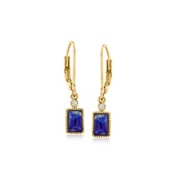 by ross-simons lapis drop earrings with diamond accents in 14kt yellow gold