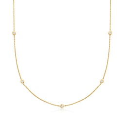 ross-simons bezel-set diamond station necklace in 14kt yellow gold