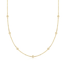 ross-simons diamond station necklace in 14kt yellow gold