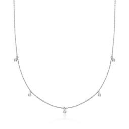 ross-simons diamond drop station necklace in sterling silver
