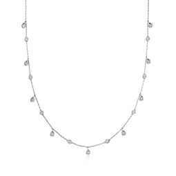 ross-simons diamond station drop necklace in sterling silver