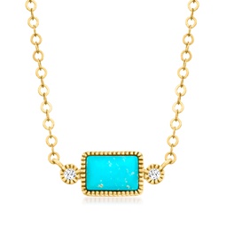 by ross-simons turquoise necklace with diamond accents in 14kt yellow gold