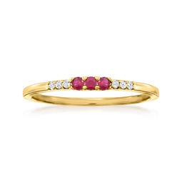 ross-simons ruby and diamond-accented ring in 14kt yellow gold
