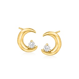 by ross-simons diamond moon earrings in 14kt yellow gold