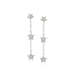 by ross-simons diamond star drop earrings in sterling silver