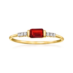 by ross-simons garnet ring with diamond accents in 14kt yellow gold