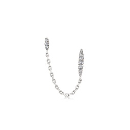 by ross-simons sterling silver double-piercing chain single earring with diamond accents