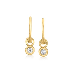 ross-simons bezel-set diamond hoop drop earrings in 14kt yellow gold