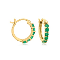 by ross-simons emerald huggie hoop earrings in 14kt yellow gold