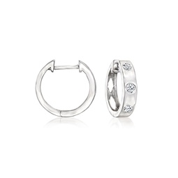 by ross-simons diamond huggie hoop earrings in sterling silver