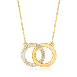 ross-simons pave diamond interlocking circle necklace in 14kt yellow gold