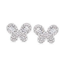 by ross-simons diamond butterfly earrings in sterling silver