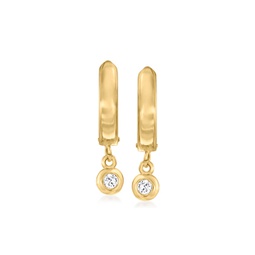 by ross-simons diamond hoop drop earrings in 14kt yellow gold
