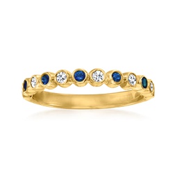 by ross-simons bezel-set diamond and . sapphire ring in 14kt yellow gold