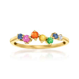ross-simons multi-gemstone ring with diamond accent in 14kt yellow gold