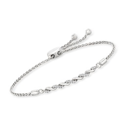 by ross-simons sterling silver twist bolo bracelet with diamond accents