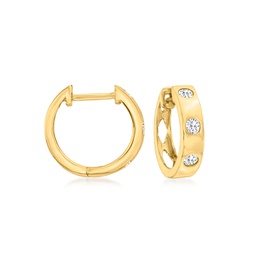 by ross-simons bezel-set diamond huggie hoop earrings in 14kt yellow gold