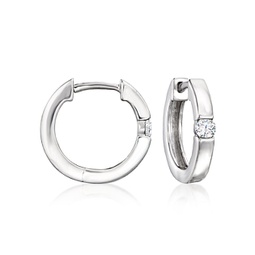 by ross-simons diamond hoop earrings in sterling silver