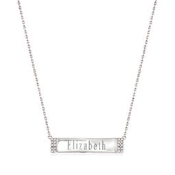 by ross-simons diamond personalized bar necklace in sterling silver