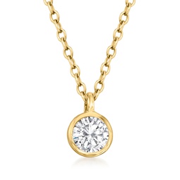 ross-simons bezel-set diamond solitaire necklace in 14kt yellow gold