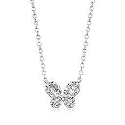 by ross-simons diamond butterfly necklace in sterling silver