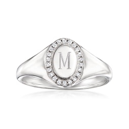 by ross-simons diamond personalized oval signet ring in sterling silver