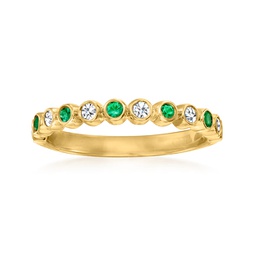 by ross-simons bezel-set diamond and . emerald ring in 14kt yellow gold