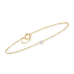 ross-simons diamond-accented station bracelet in 14kt yellow gold